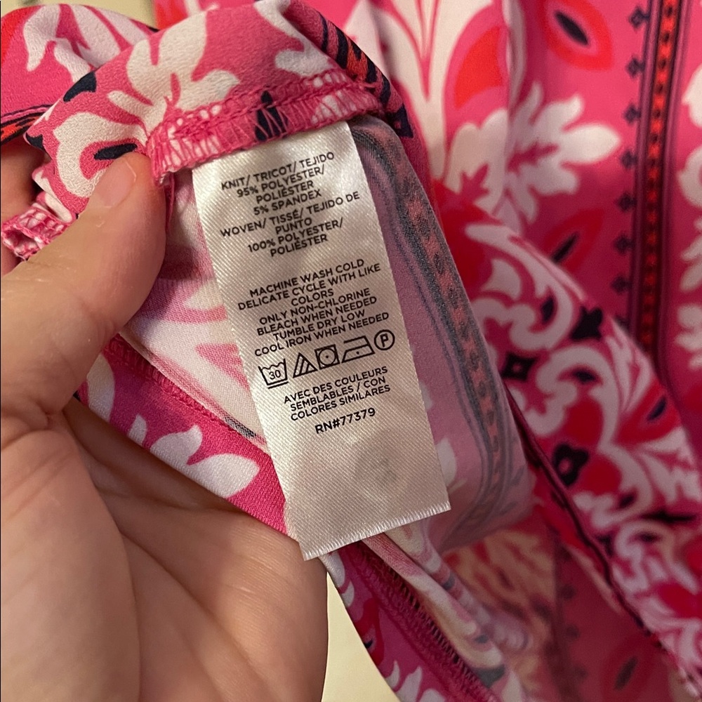 Ann Taylor Factor Pink Patterned Women's Top - Picture 4 of 5